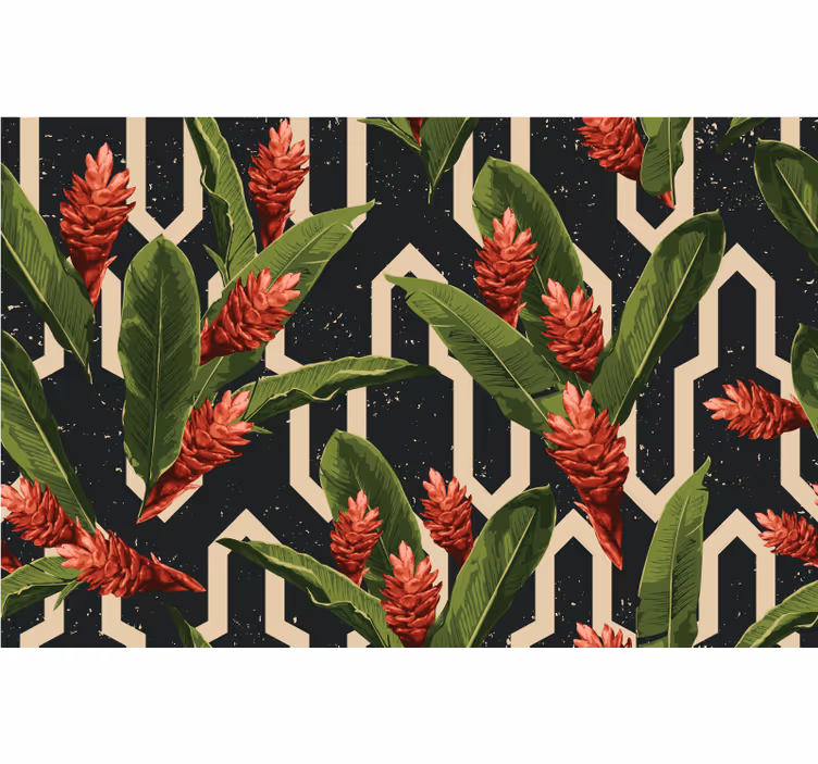 Blind bedroom with vintage tropical leaves design - TenStickers