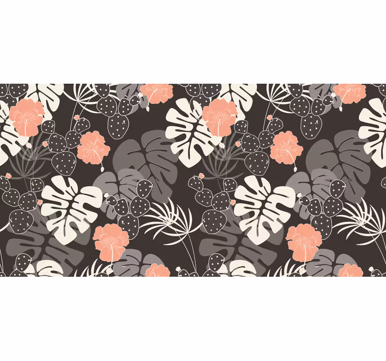 Blind bedroom with gray and pink floral tiles - TenStickers