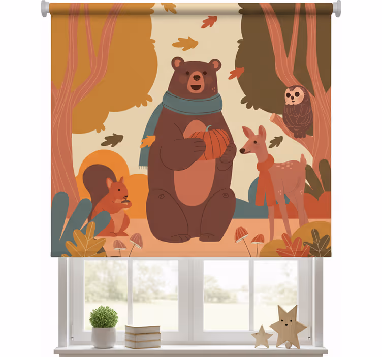 Blind children joyful animals in autumn forest - TenStickers