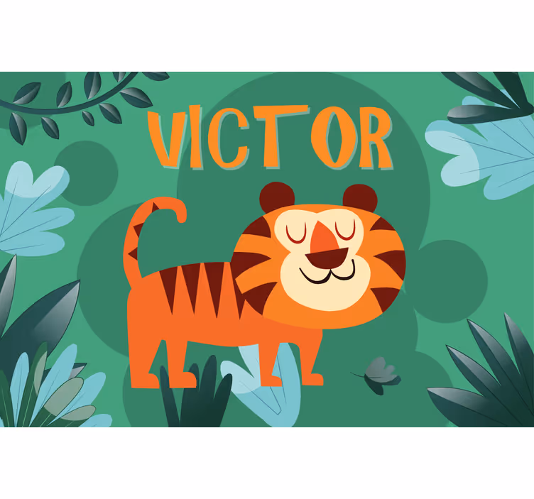 Blind children cute tiger for boy with name - TenStickers