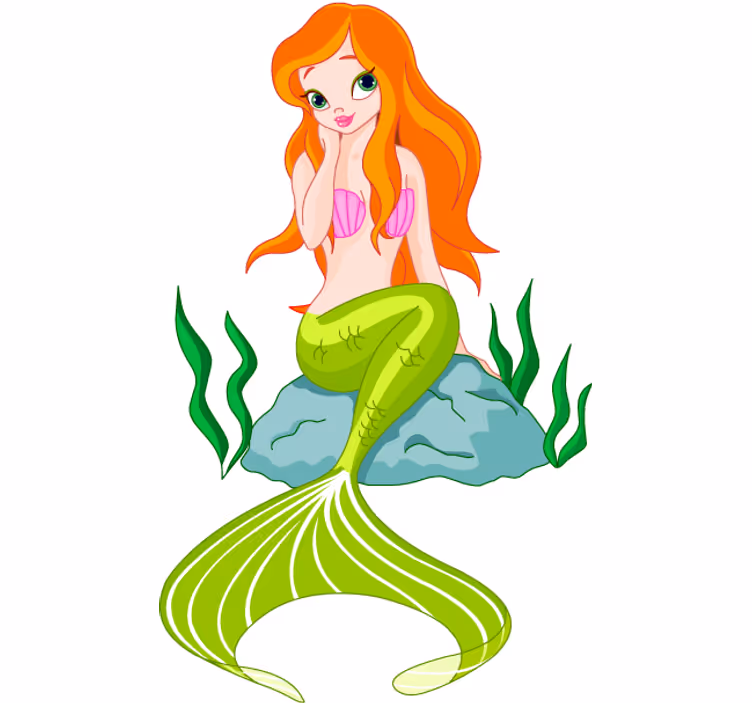 Blind teens sitting mermaid wall decal - TenStickers