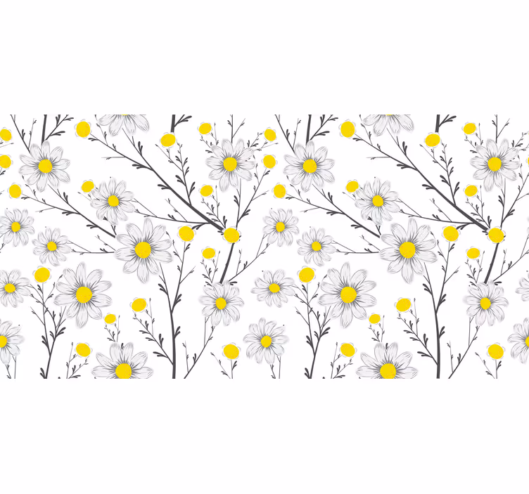White window blind with classic daisy design - TenStickers