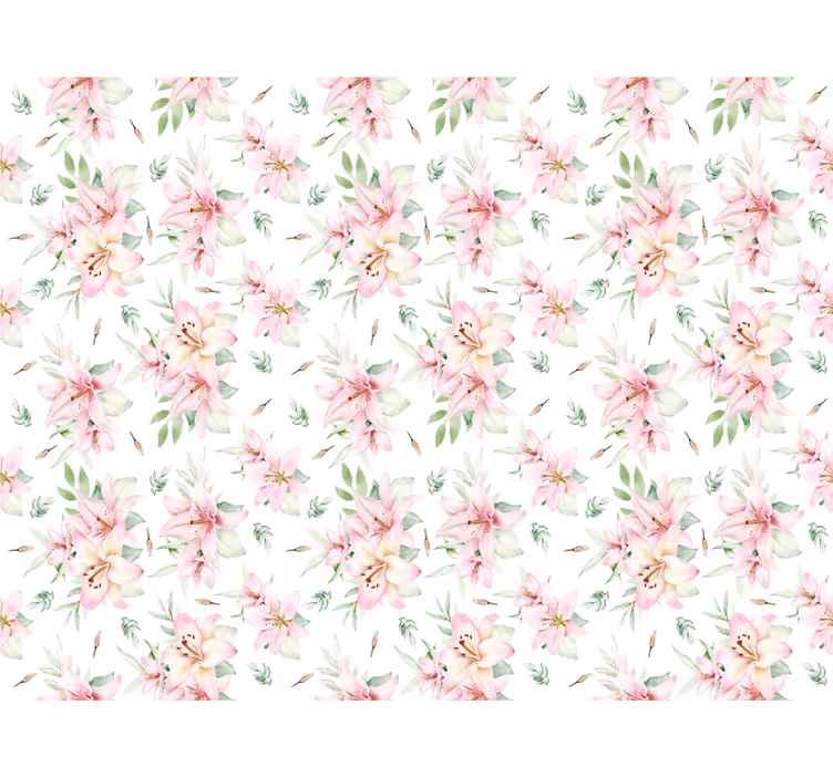 White window blind with pink watercolor lilies design - TenStickers