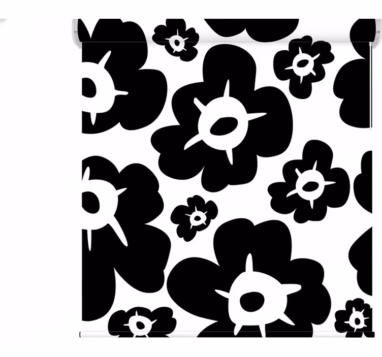 Floral roller blind in black poppy design - TenStickers