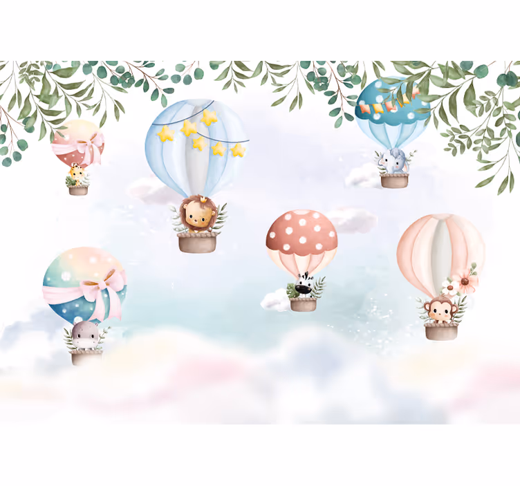 Nursery roller blind air balloon animals - TenStickers