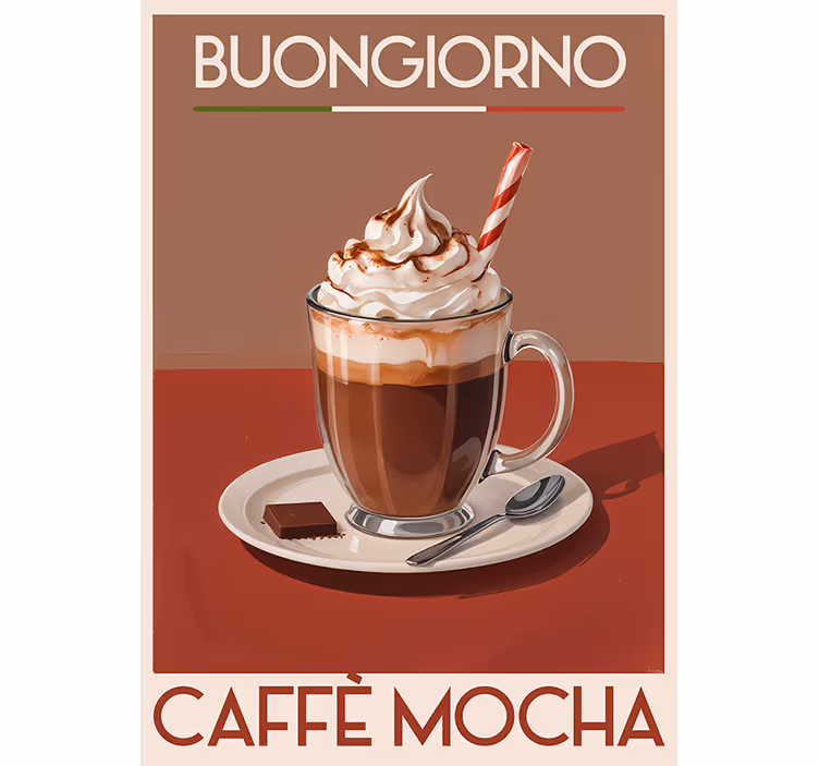 Retro roller blind "mocha" coffee design - TenStickers