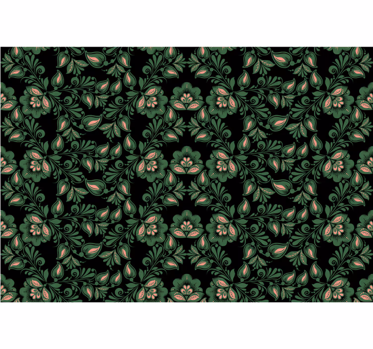 Black roller blind in floral russian design - TenStickers