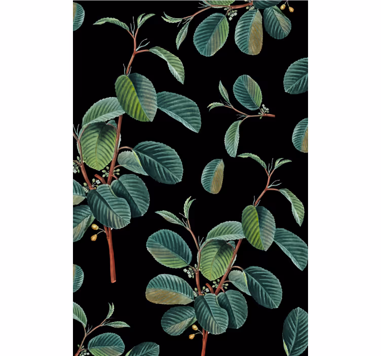 Black roller blind with green branches - TenStickers