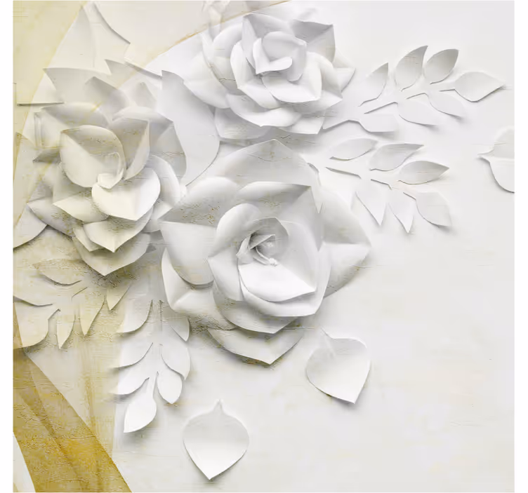Bathroom blind with elegant gold and white flowers - TenStickers
