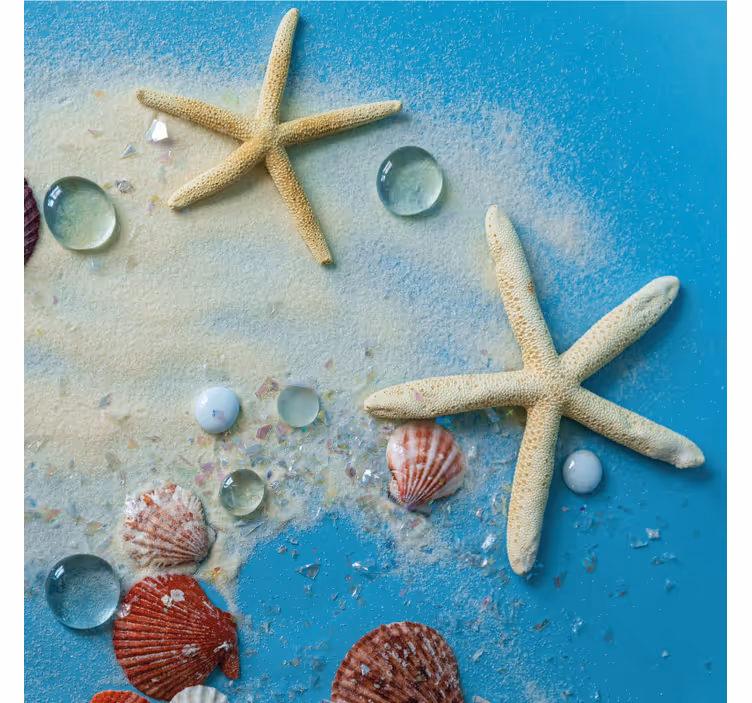 Bathroom blind starfish on vibrant sand - TenStickers