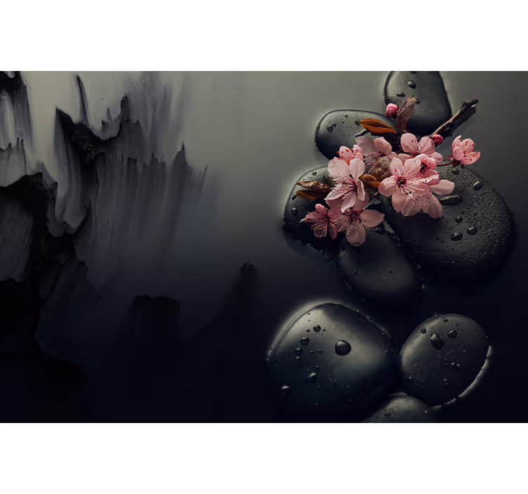 Bathroom blind elegant zen flower stones - TenStickers
