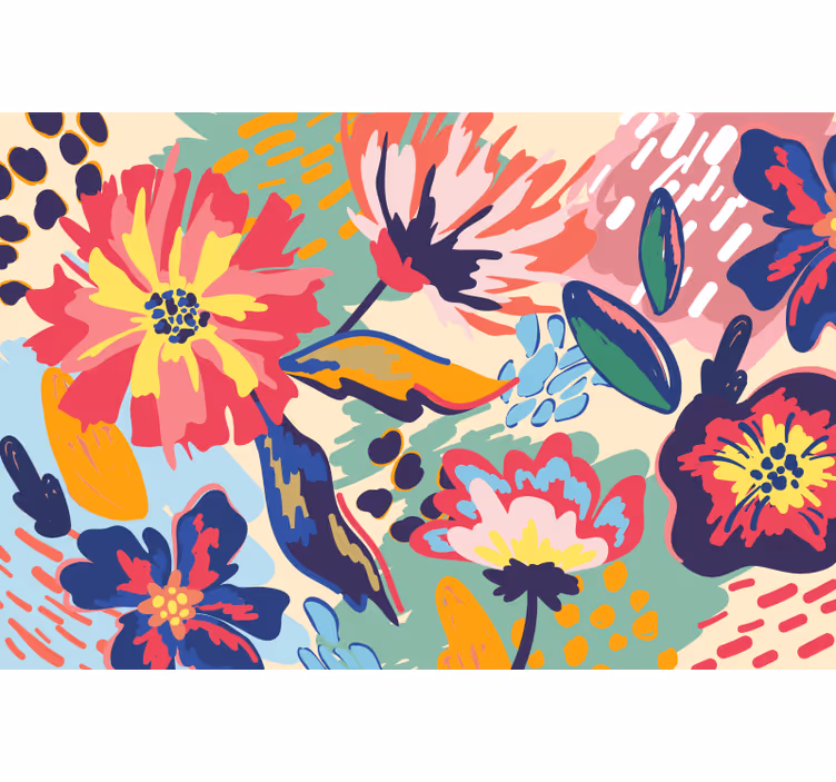 Bathroom blind with modern painted flowers - TenStickers
