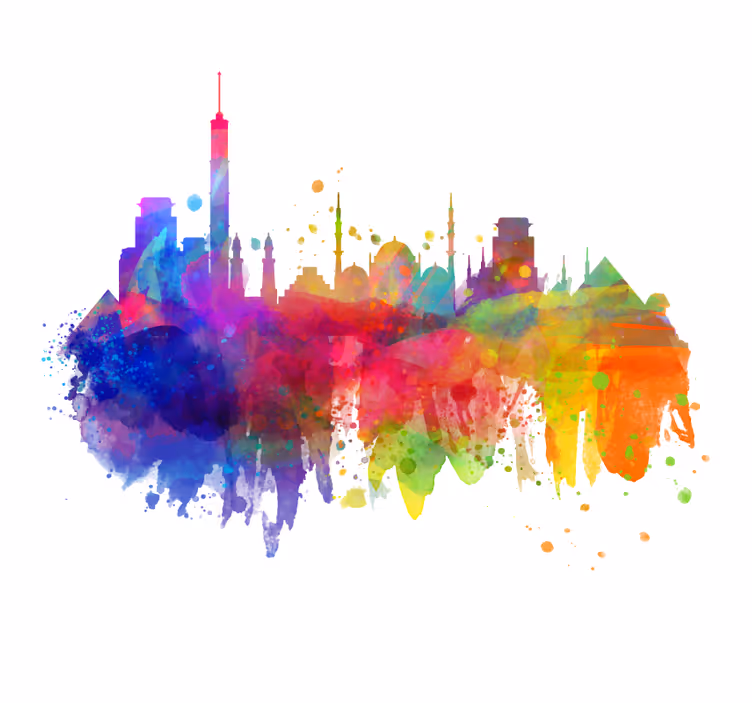 Blind office artistic skyscrapers - TenStickers