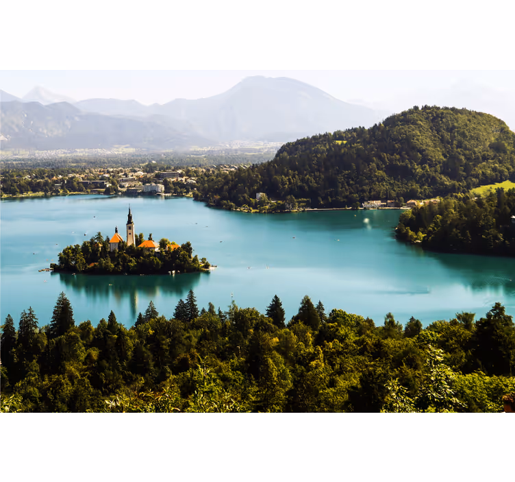Blind office slovenian lake aesthetic photography - TenStickers