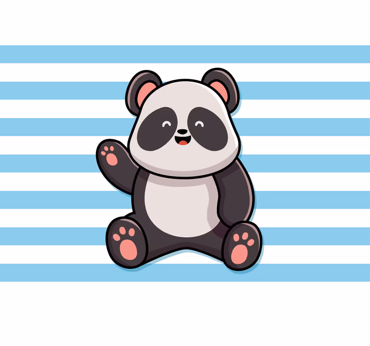 Fun blind featuring a happy panda on stripes - TenStickers