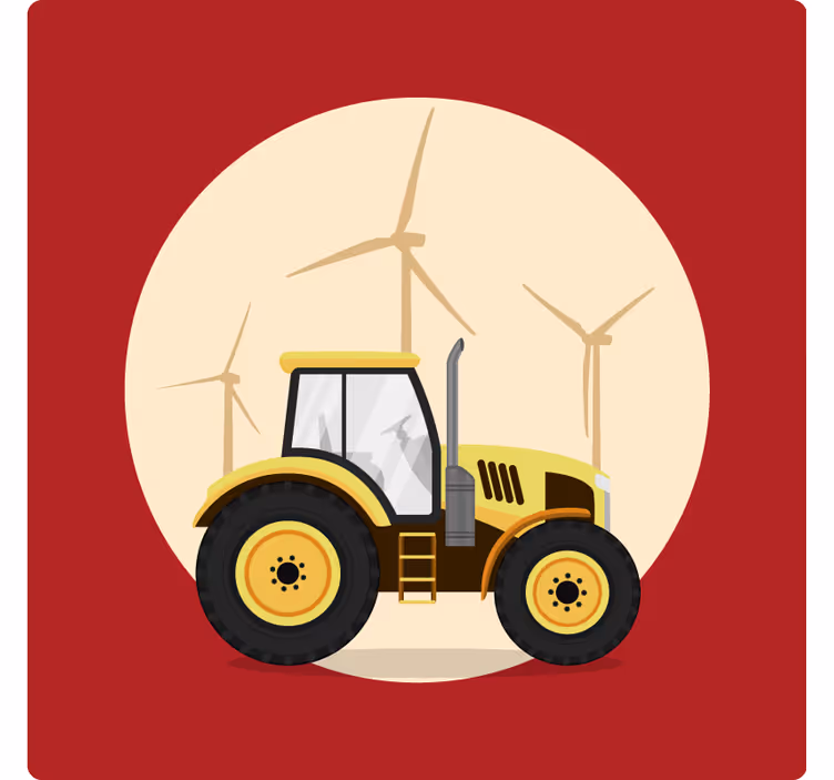 Fun blind yellow and red tractor - TenStickers