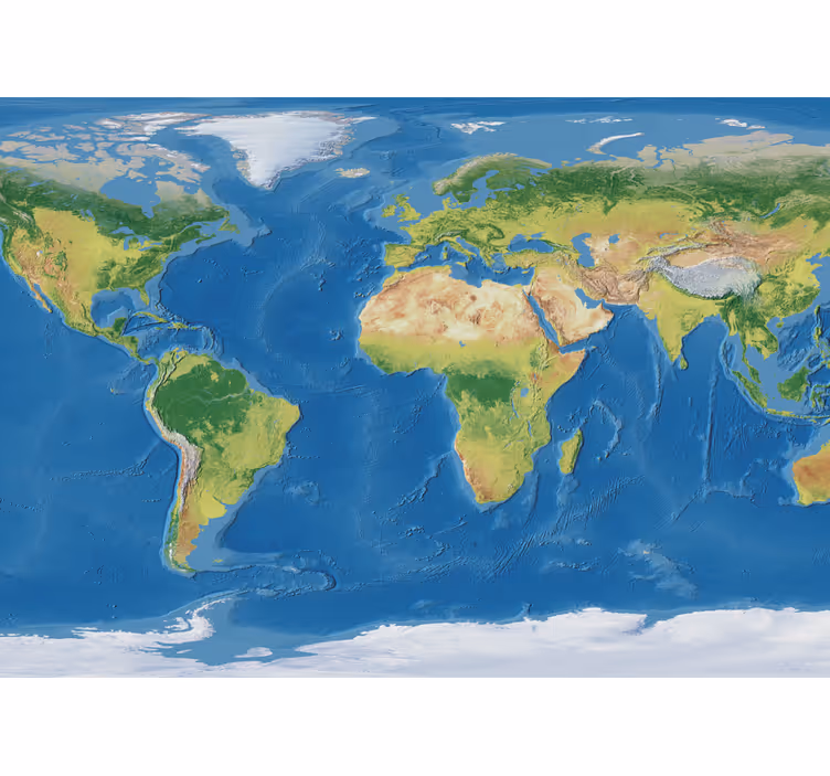 World map roller blind geographic realistic world map - TenStickers