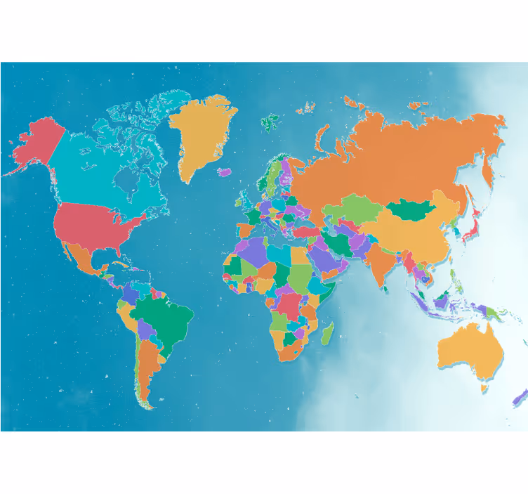 World map roller blind colorful political map - TenStickers