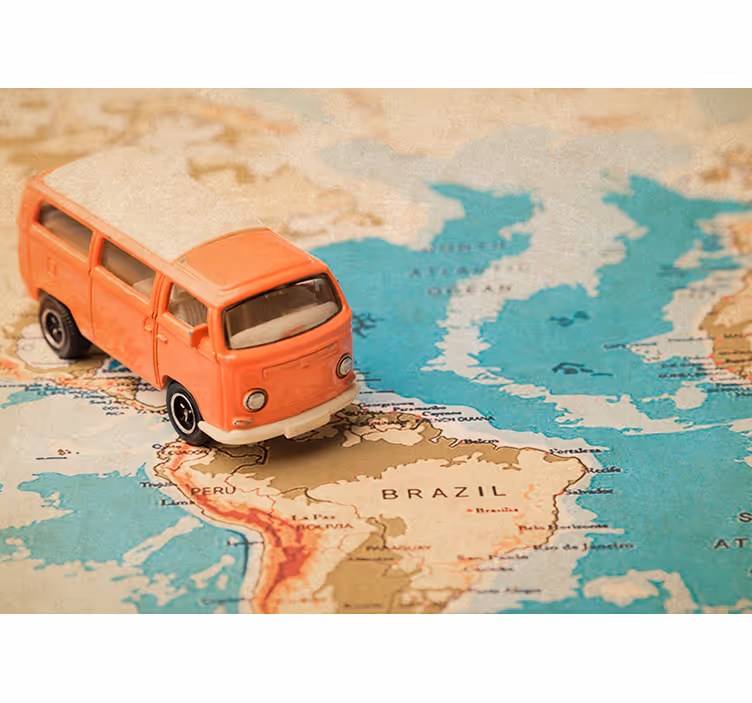 World map roller blind caravan on world map - TenStickers