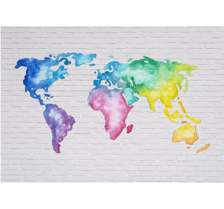 World map roller blind colourful world map mural - TenStickers