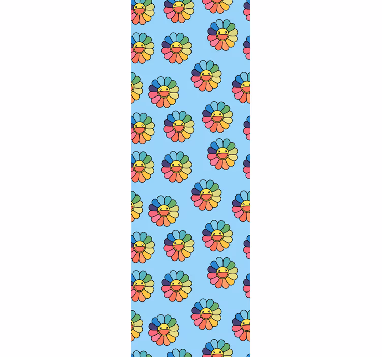 Blind teens colorful flowers smiley faces - TenStickers