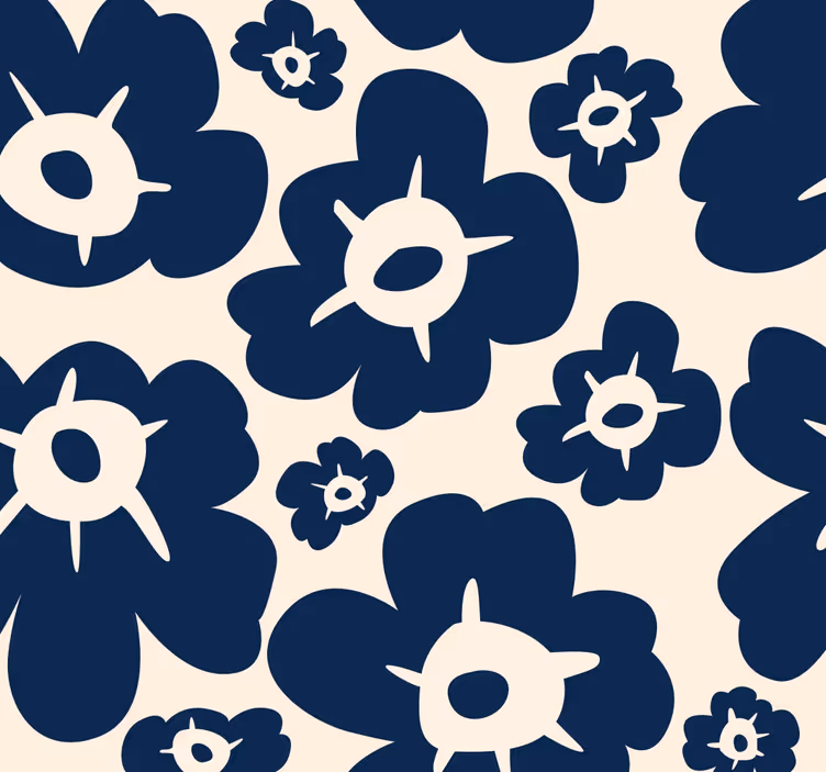 Floral roller blind dark blue poppy - TenStickers