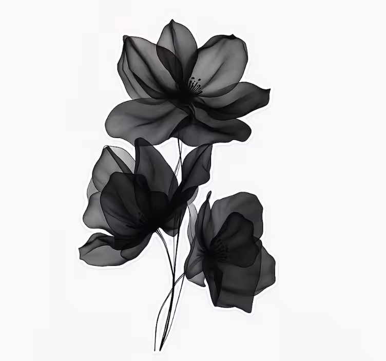 Master bedroom shades with black translucent flowers - TenStickers