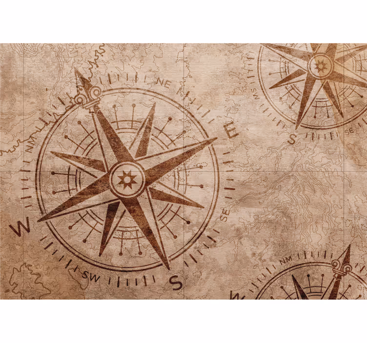 Rustic blind with warm toned vintage compass - TenStickers