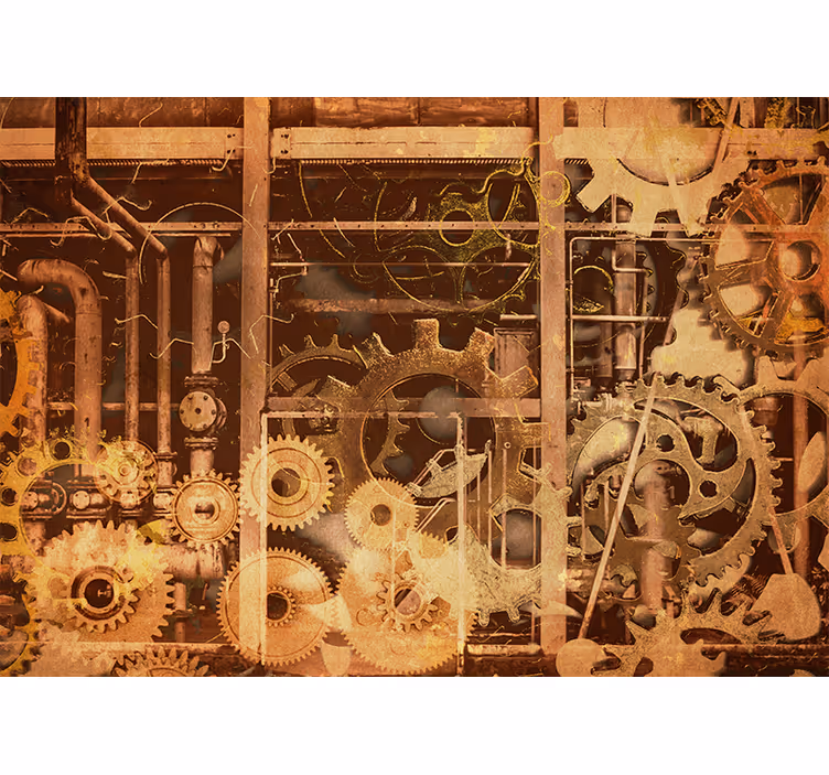Rustic blind retro 3d industrial pipe gold - TenStickers