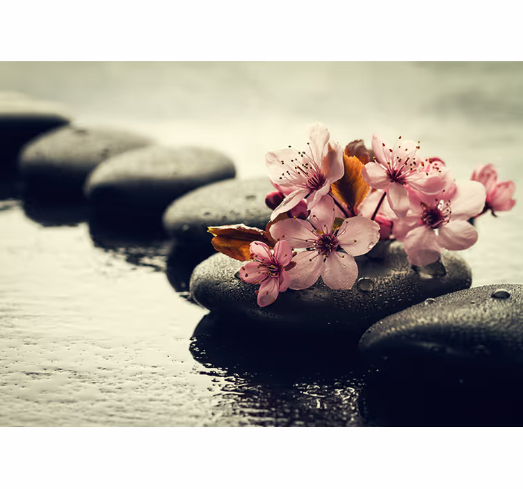 Zen blind pebbles floral tranquility - TenStickers