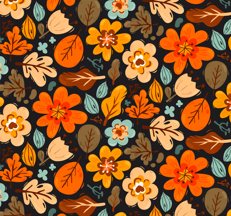 Outdoor blind with elegant orange flowers - TenStickers