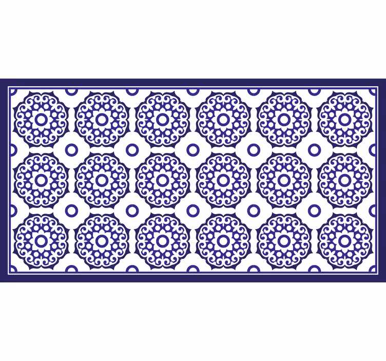 Bathroom blind in light blue classic flower pattern - TenStickers