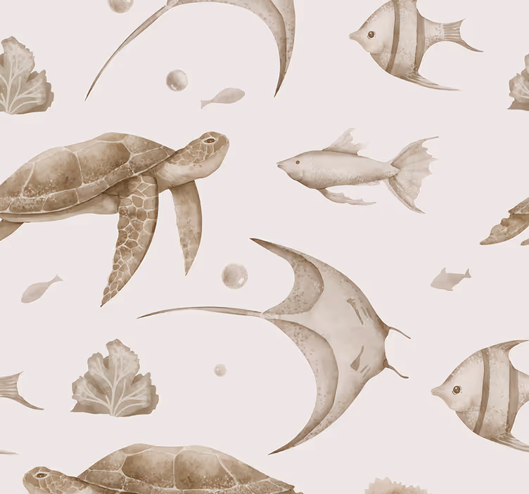 Nursery roller blind in beige ocean pattern - TenStickers
