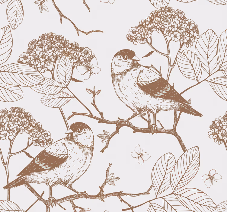 Nursery roller blind grey and brown birds - TenStickers