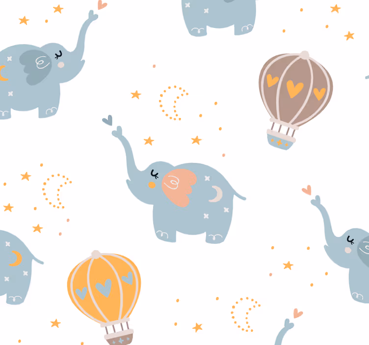 Nursery roller blind with adorable elephants for kids - TenStickers