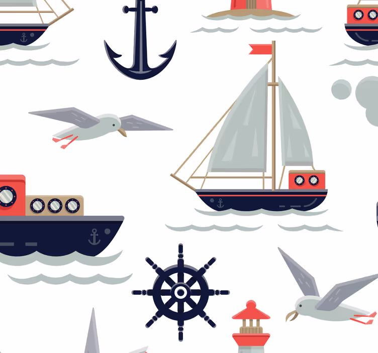 Nursery roller blind navy patterns kids wallpaper - TenStickers