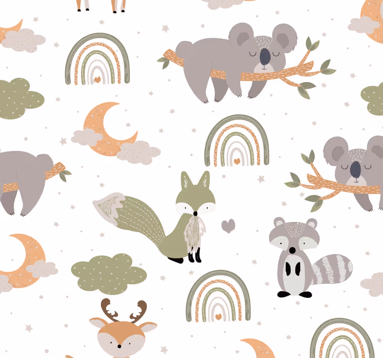 Nursery roller blind scandinavian animal design - TenStickers
