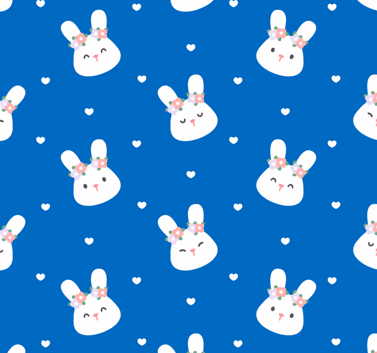 Nursery roller blind cute rabbits on blue background - TenStickers