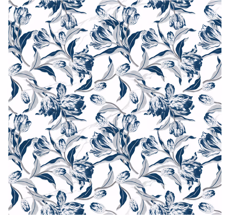 Blind blue vintage floral pattern clear - TenStickers
