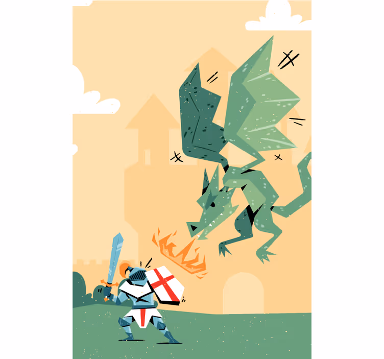 Knight Battles Dragon animals blind - TenStickers