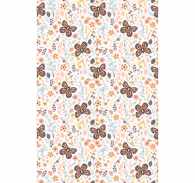 Butterfly Garden Pattern floral roller blind - TenStickers