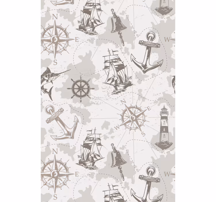 Nautical Exploration Motifs retro roller blind - TenStickers