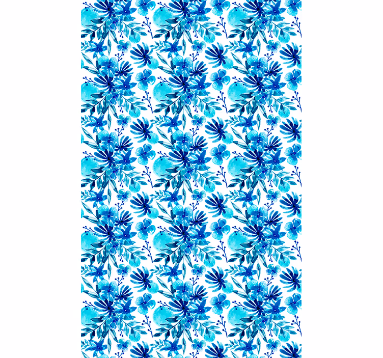 Vivid blue theme blind flowers and plants - TenStickers