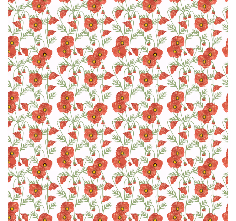 Red Poppy Pattern floral roller blind - TenStickers