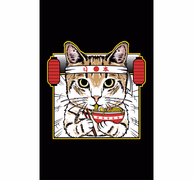 Noodle-Eating Cat animals blind - TenStickers