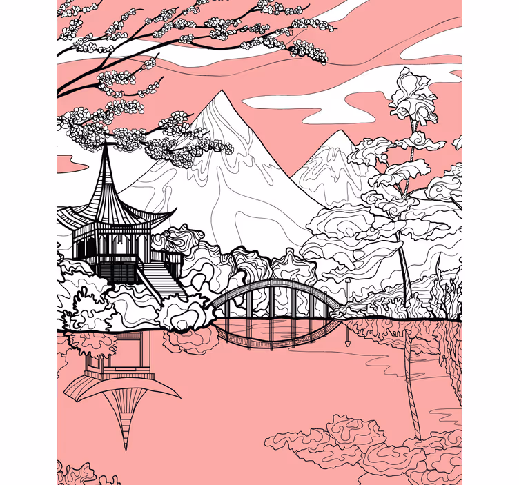 Mountain landscape reflection zen blind - TenStickers