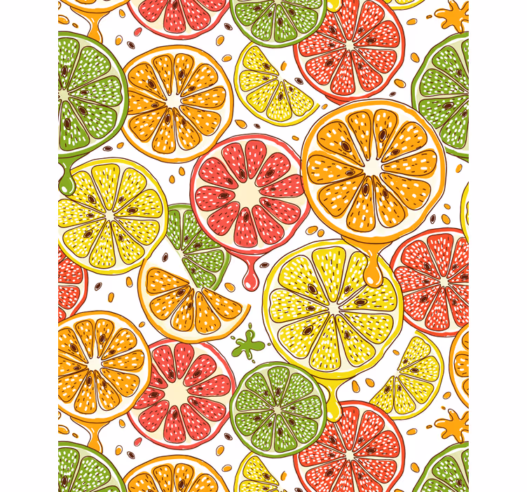 Citrus slice pattern blind kitchen - TenStickers