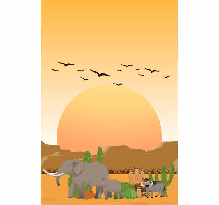 African sunset in the wild Various animal blind - TenStickers