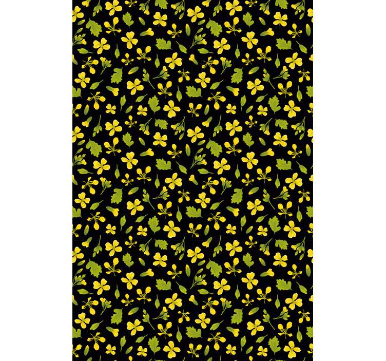 Yellow and black pattern blind flowers and plants - TenStickers