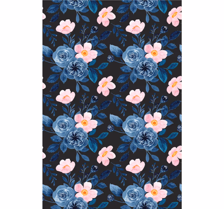 Blue floral motif blind flowers and plants - TenStickers